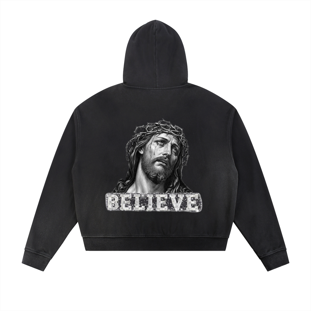 Raw Edge vintage Zip Up Hoodie